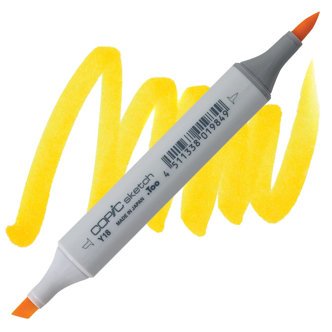 Open in modal - Copic Sketch Marker - Lightning Yellow Y18 marker and swatch