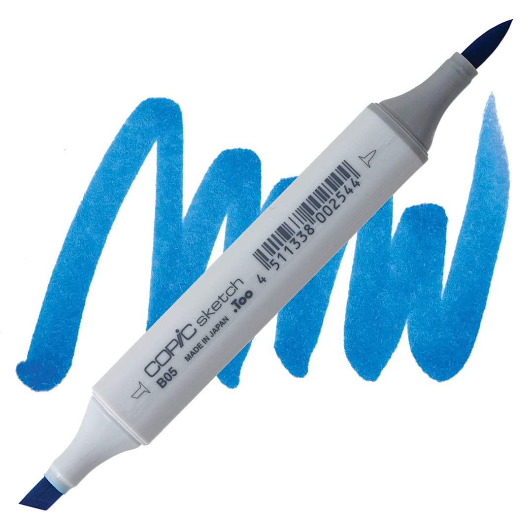 Open in modal - Copic Sketch Marker - Process Blue B05 marker and swatch
