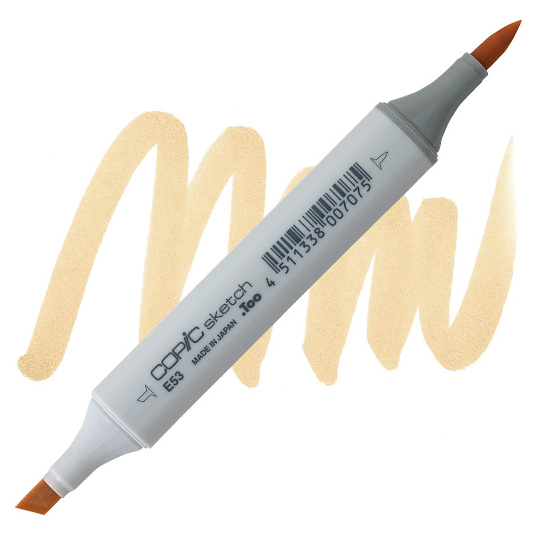 Open in modal - Copic Sketch Marker - Raw Silk E53 marker and swatch