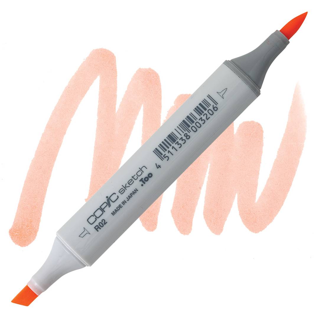Open in modal - Copic Sketch Marker - Rose Salmon R02 marker and swatch
