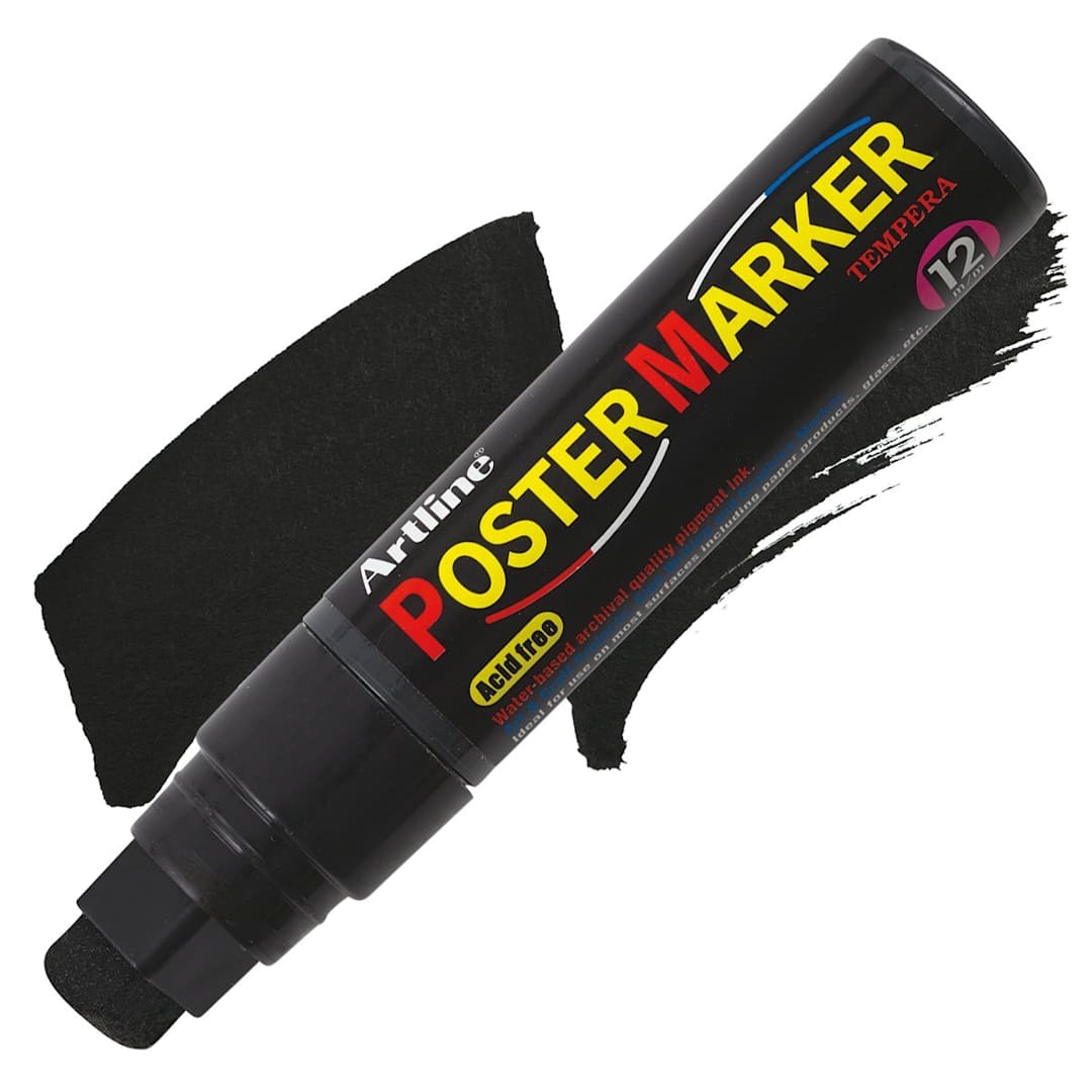 Open in modal - Artline Poster Markers - 12 mm Tip, Black marker and swatch