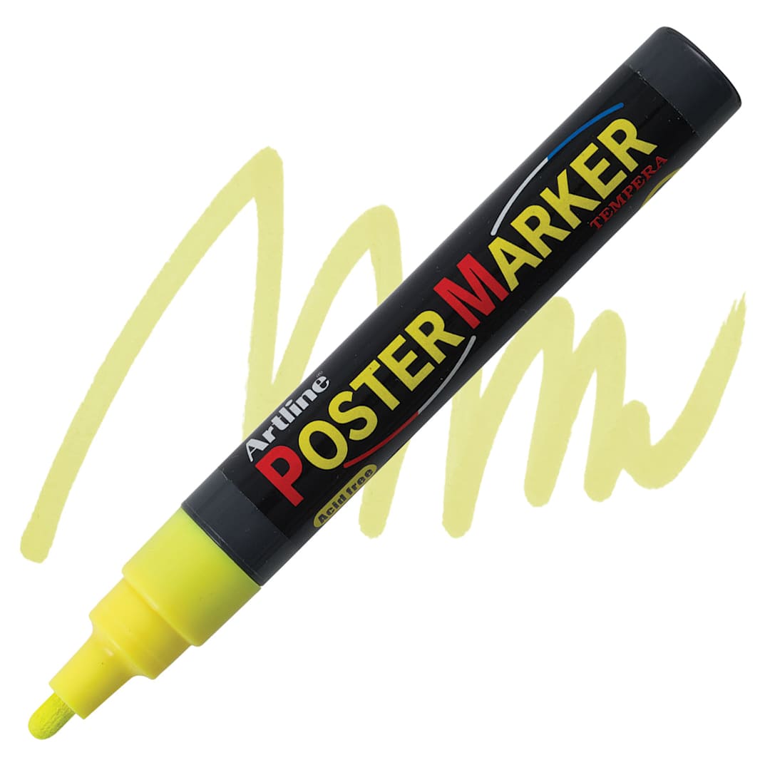 Open in modal - Artline Poster Markers - 4 mm Tip, Fluorescent Yellow marker and swatch