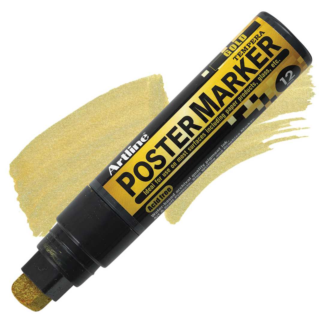 Open in modal - Artline Poster Markers - Metallic Gold, 12 mm marker and swatch