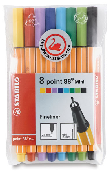 Open in modal - Stabilo Point 88 Mini Pens - Front of package of 8 shown