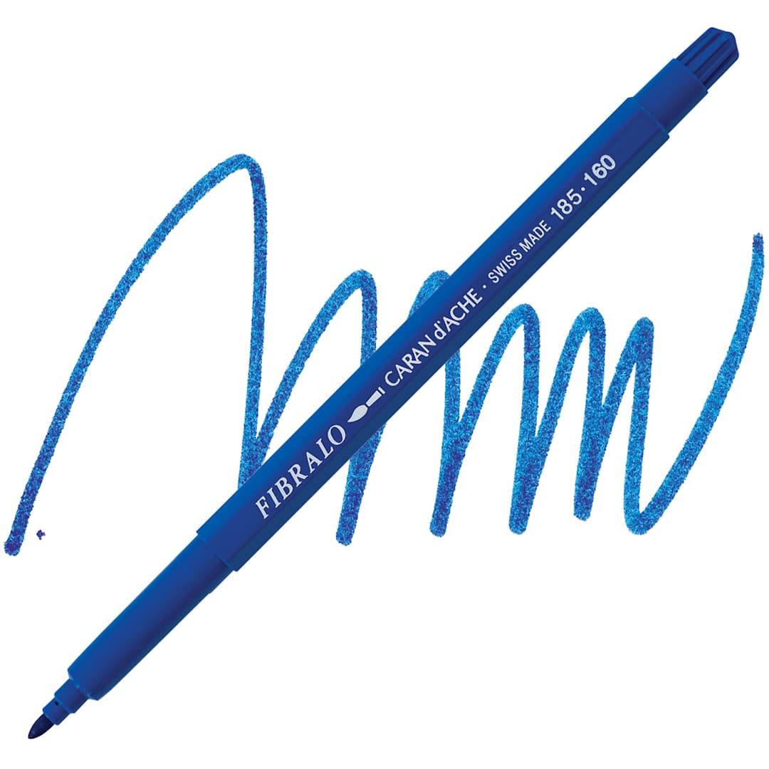 Open in modal - Caran d'Ache Fibralo Marker - Cobalt Blue marker and swatch