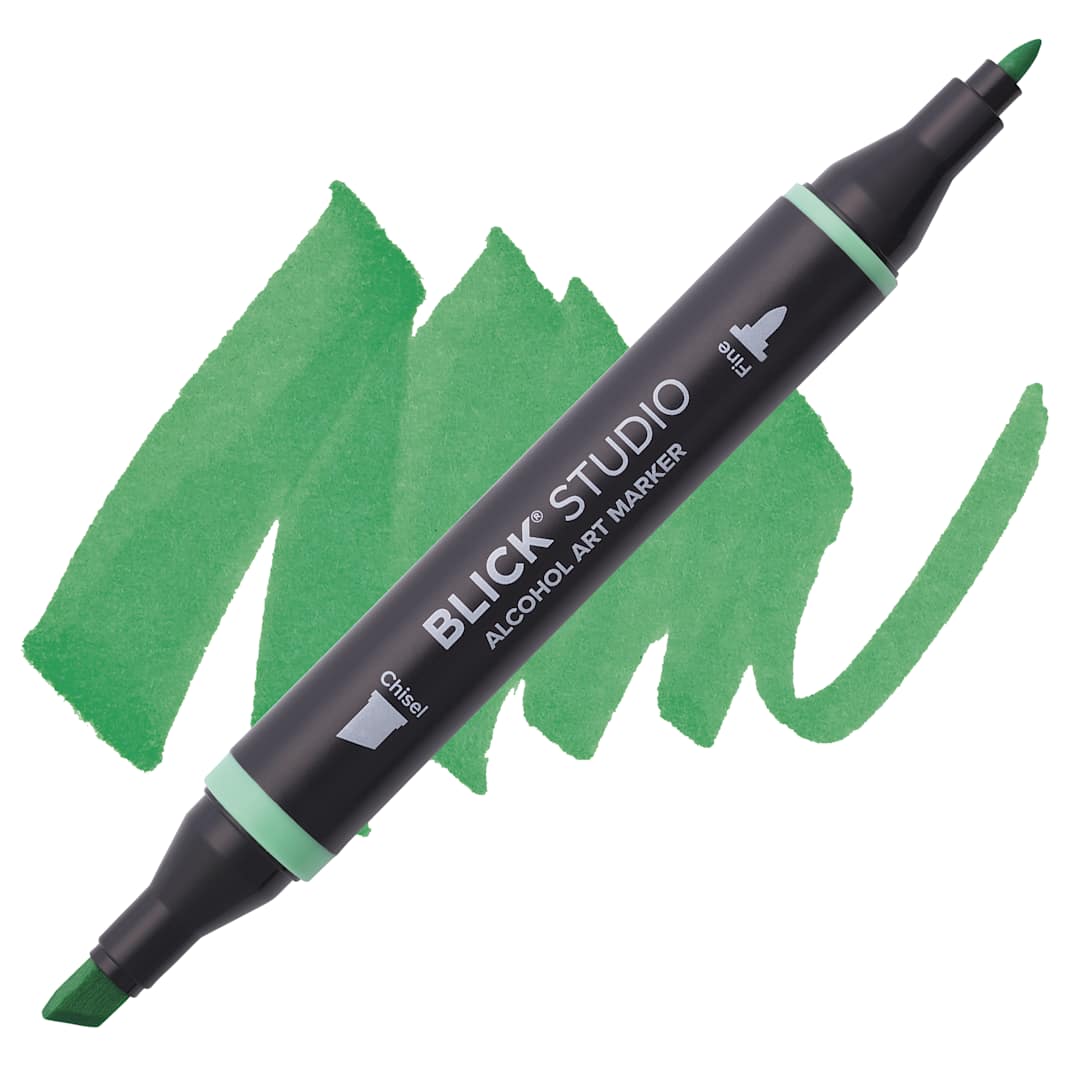 Open in modal - Blick Studio Alcohol Art Marker - 067 Bright Green, swatch and marker