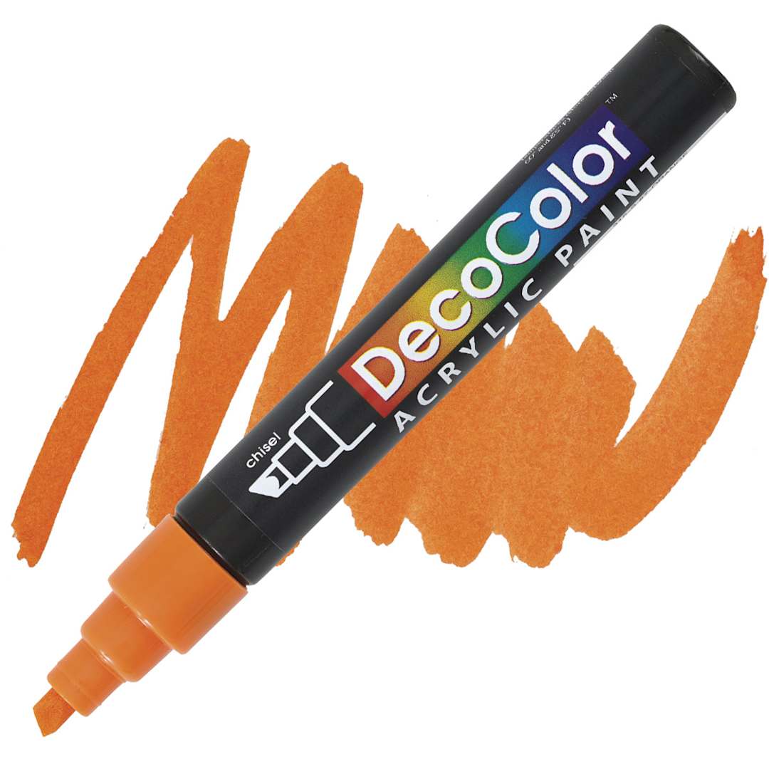 Open in modal - Decocolor Acrylic Paint Marker - Orange marker and swatch