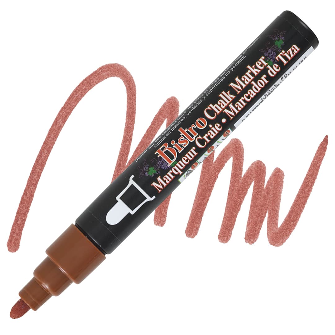 Open in modal - Marvy Uchida Bistro Chalk Marker - Brown, 6 mm marker and swatch