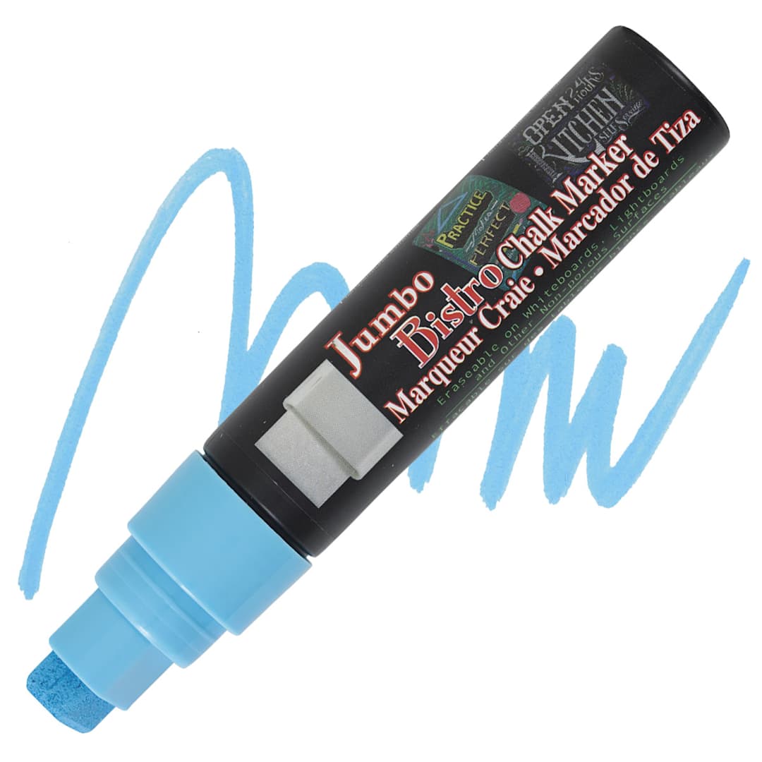 Open in modal - Marvy Uchida Bistro Chalk Marker - Fluorescent Blue, 16 mm marker and swatch