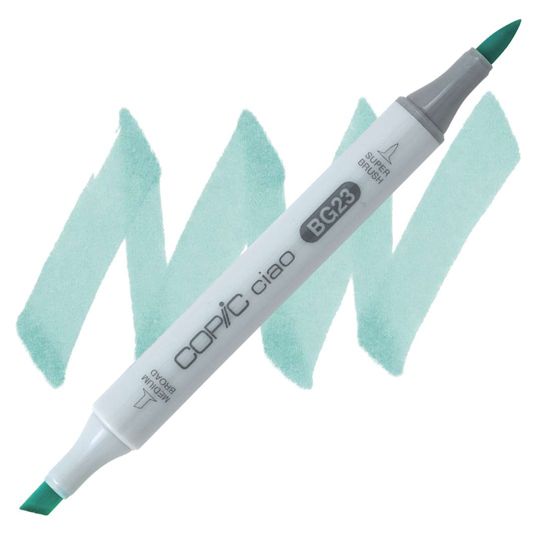 Open in modal - Copic Ciao Double Ended Marker - Coral Sea BG23 marker and swatch