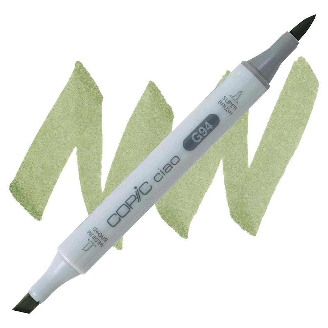 Open in modal - Copic Ciao Double Ended Marker - Grayish Olive G94 marker and swatch