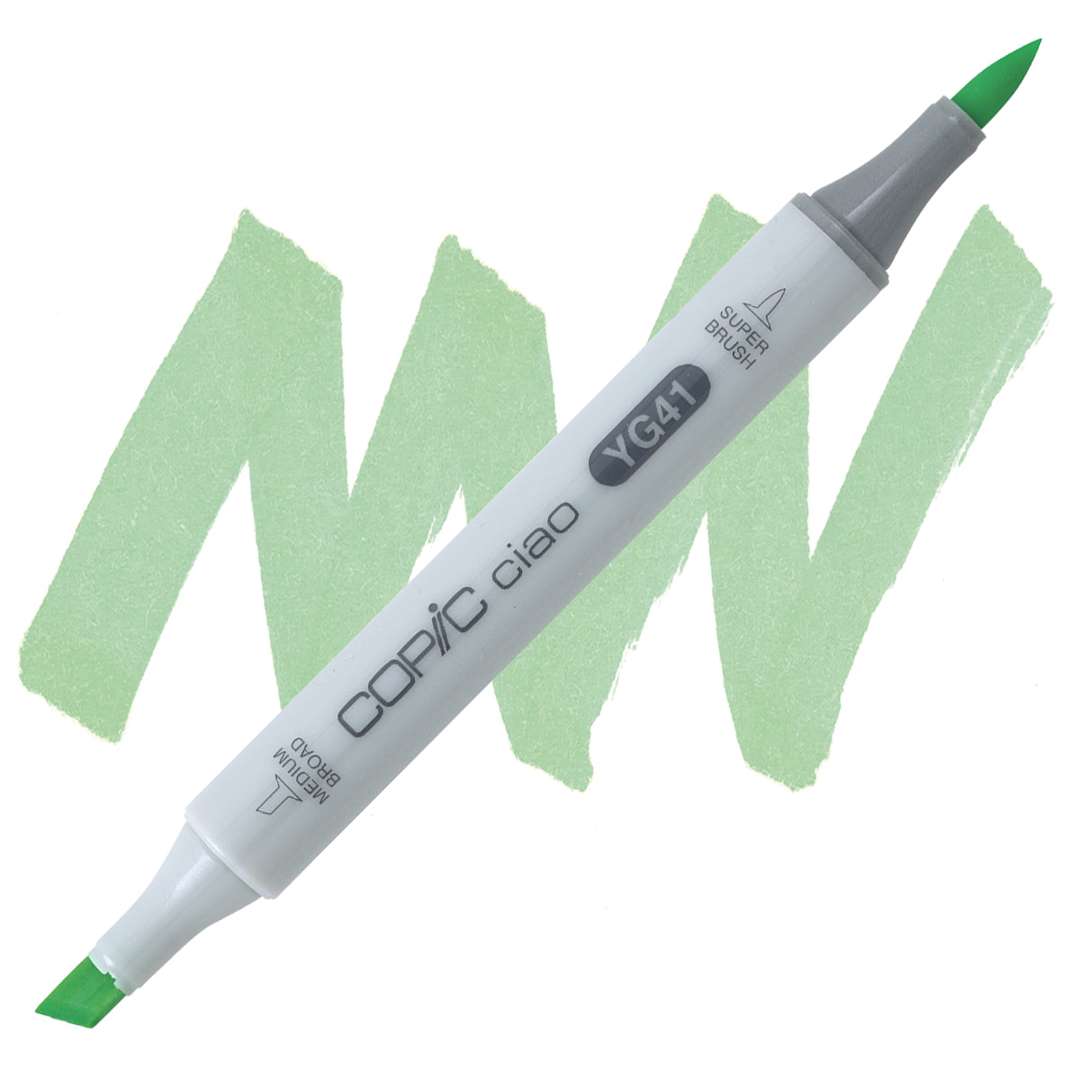 Open in modal - Copic Ciao Double Ended Marker - Pale Cobalt Green YG41 marker and swatch