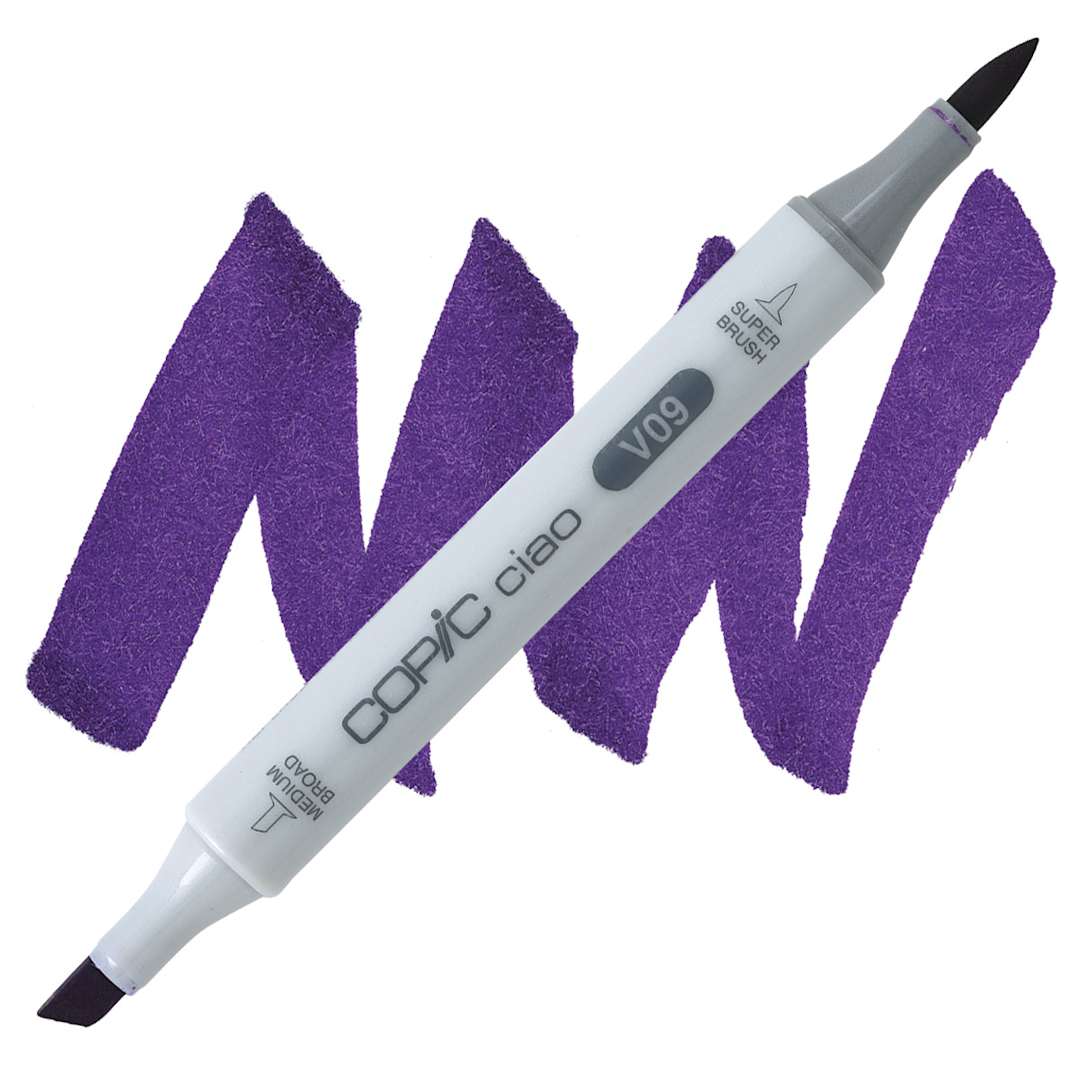 Open in modal - Copic Ciao Double Ended Marker - Violet V09 marker and swatch