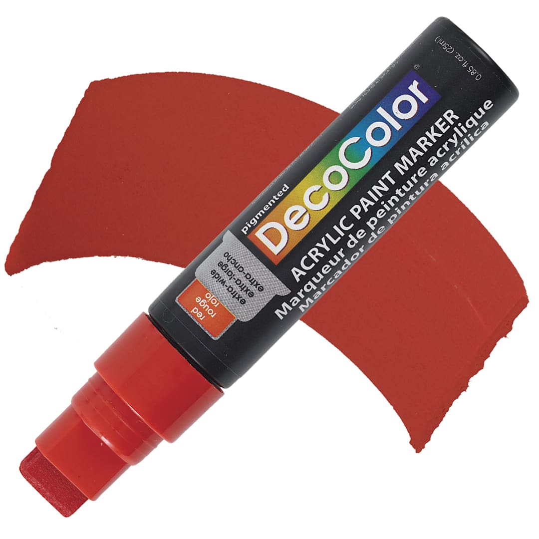 Open in modal - Decocolor Acrylic Jumbo Paint Marker - Red marker and swatch