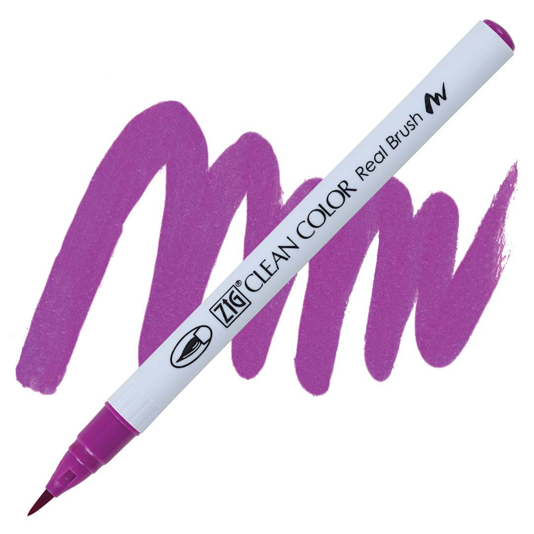 Open in modal - Kuretake Zig Clean Color Real Brush Pen - Purple pen and swatch
