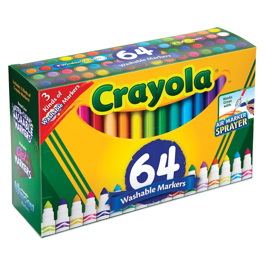 Open in modal - Crayola Washable Broad Line Markers - Set of 64, front of the packaging