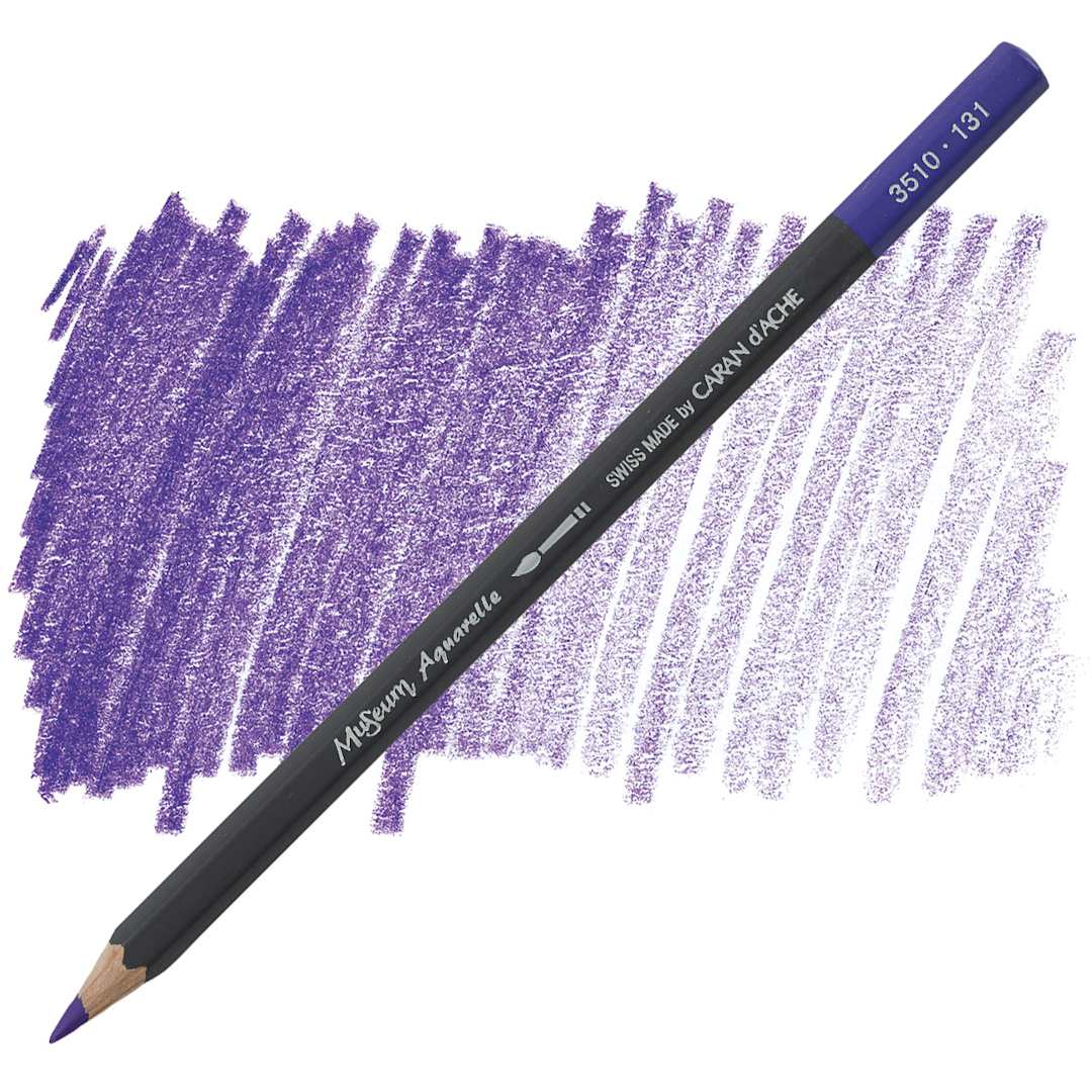 Open in modal - Caran D'Ache Museum Aquarelle Pencil - Periwinkle Blue pencil and swatch