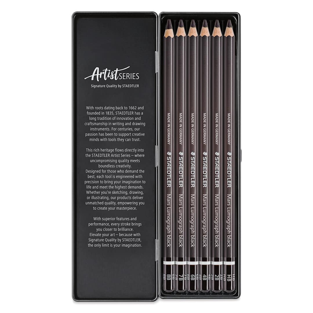 Open in modal - Staedtler Mars Lumograph Black Drawing Pencils and Set