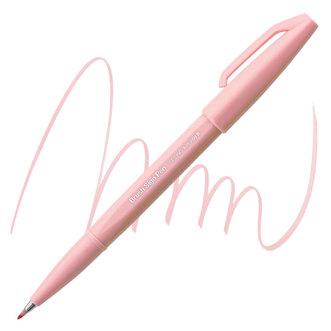 Open in modal - Pentel Arts Brush Tip Sign Pen - Pale Pink pen and swatch