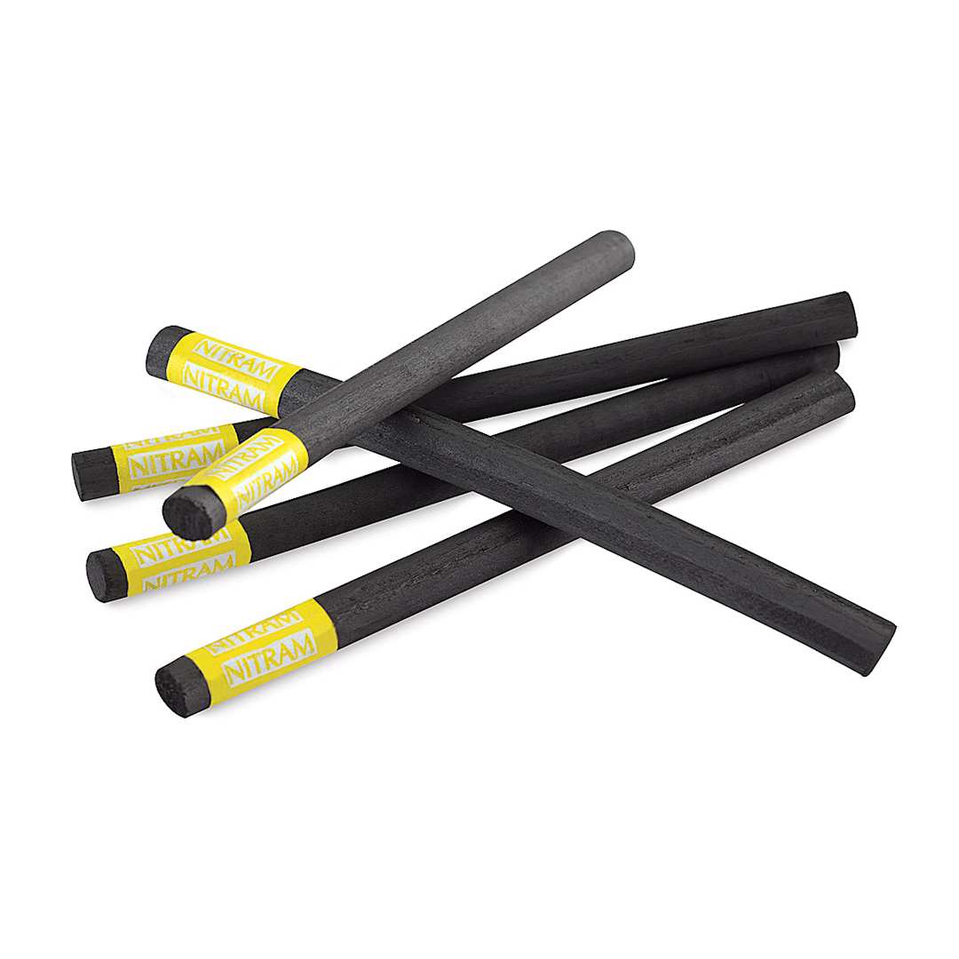 Open in modal - Fusains Beaux Arts Charcoal- Five 8 mm Extra Soft Small sticks shown in stack
