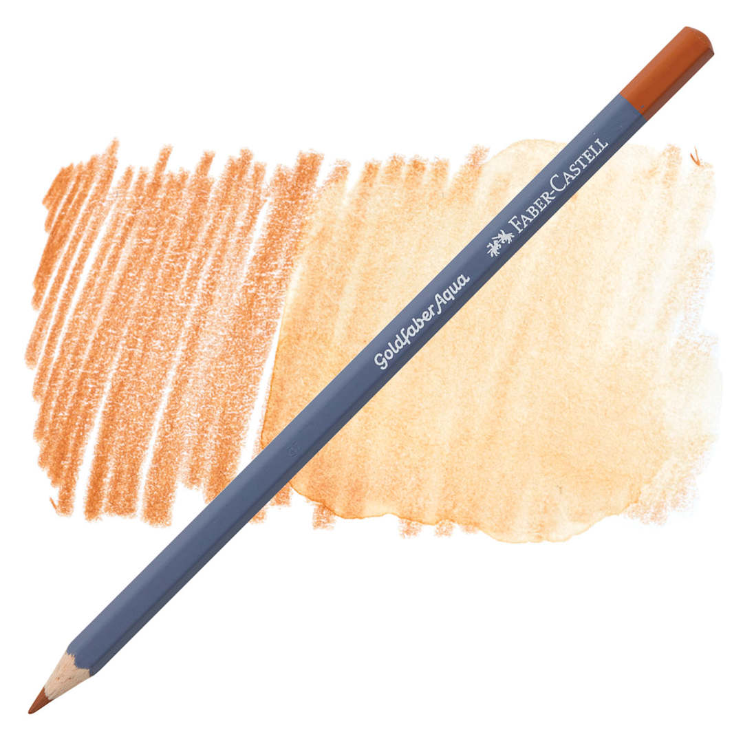 Open in modal - Faber Castell Goldfaber Aqua Watercolor Pencil - Burnt Ochre 187 pencil and swatch
