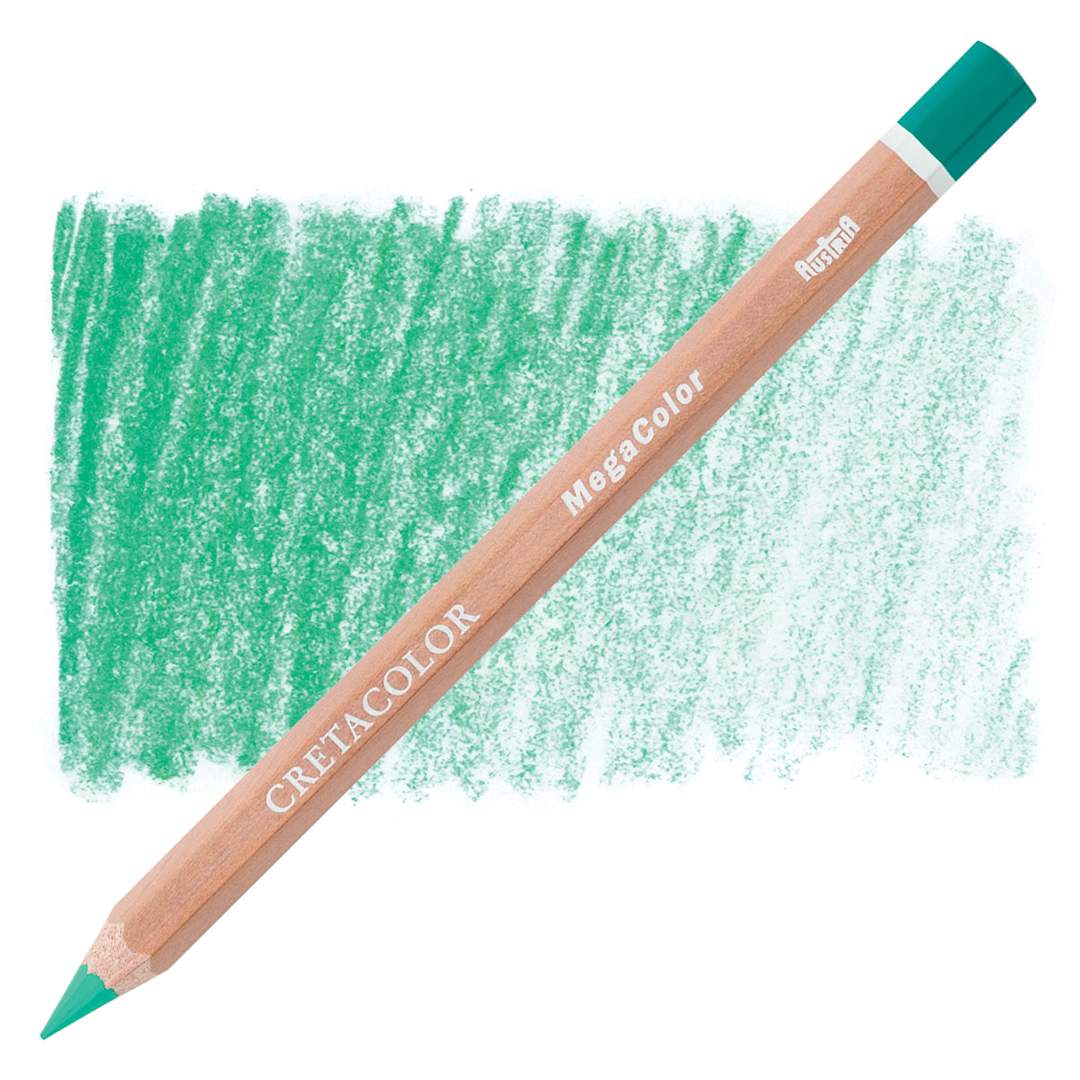 Open in modal - Cretacolor Mega Colored Pencil - Emerald pencil and swatch