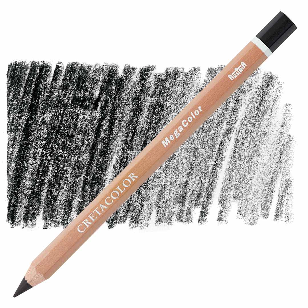 Open in modal - Cretacolor Mega Colored Pencil - Black pencil and swatch