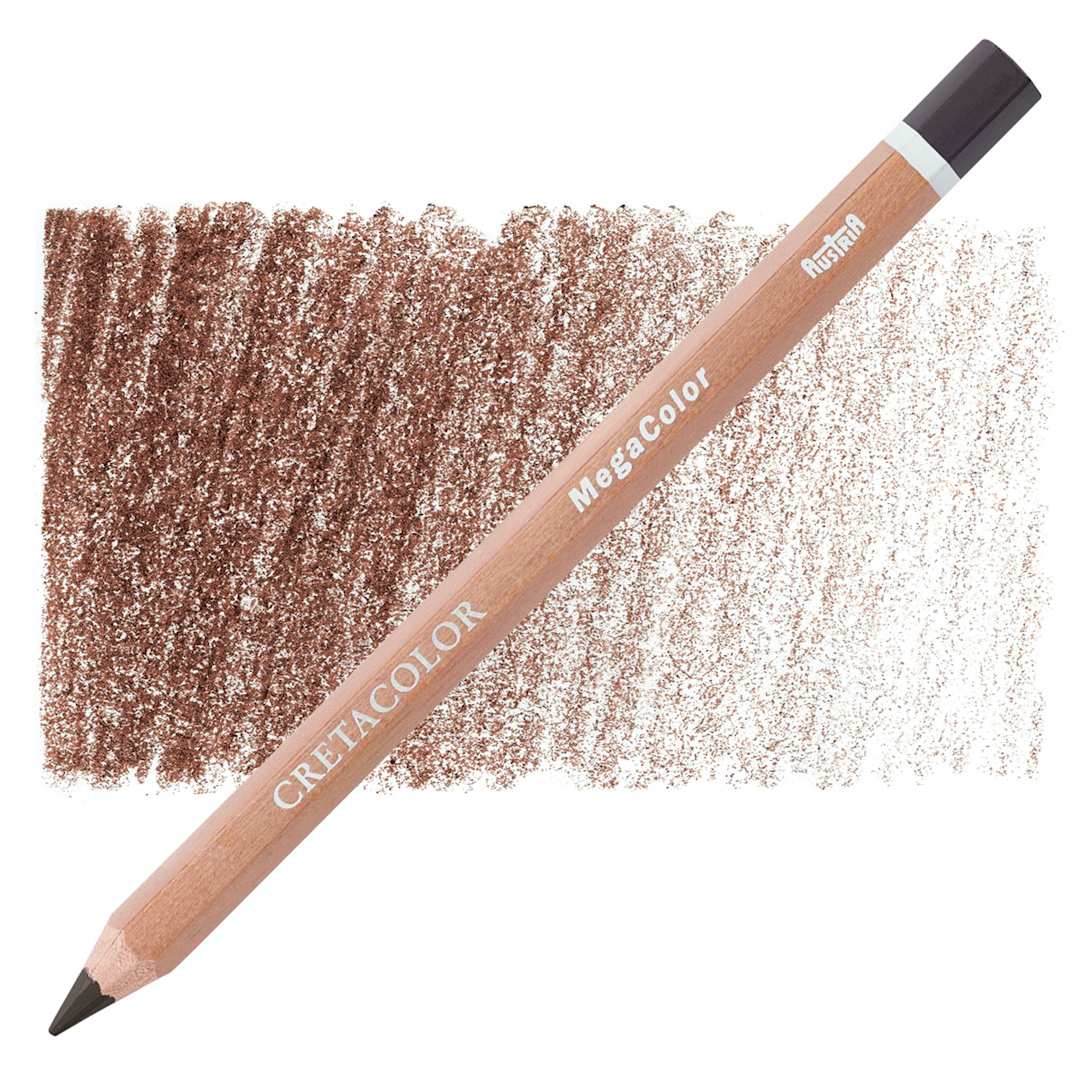 Open in modal - Cretacolor Mega Colored Pencil - Umber pencil and swatch