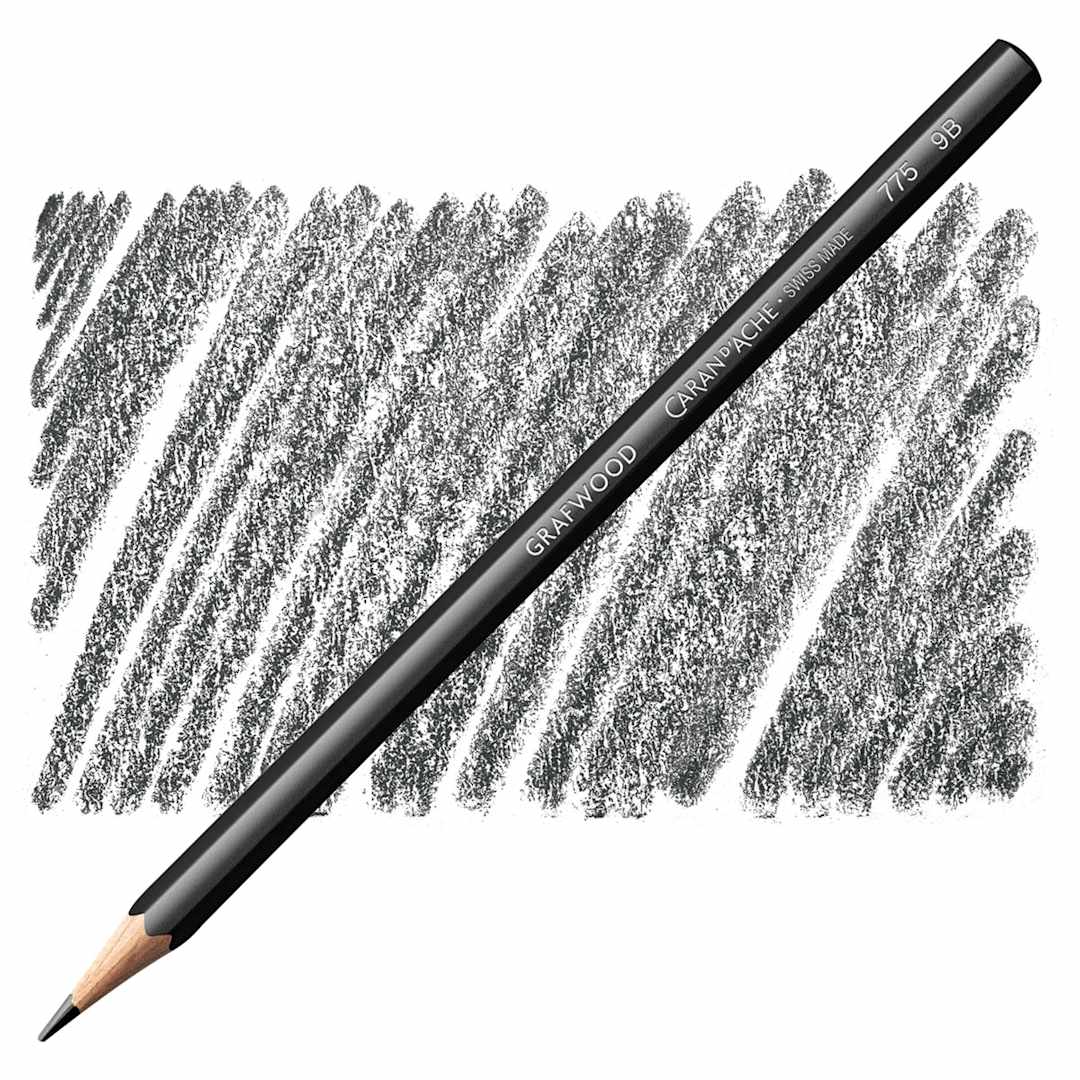 Open in modal - Caran d'Ache Grafwood Pencil - 9B pencil and swatch