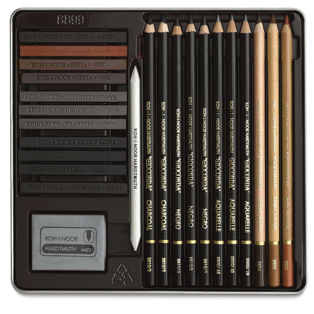 Open in modal - Koh-I-Noor Gioconda Art Sets - Components of 24 pc Drawing Set in storage tray