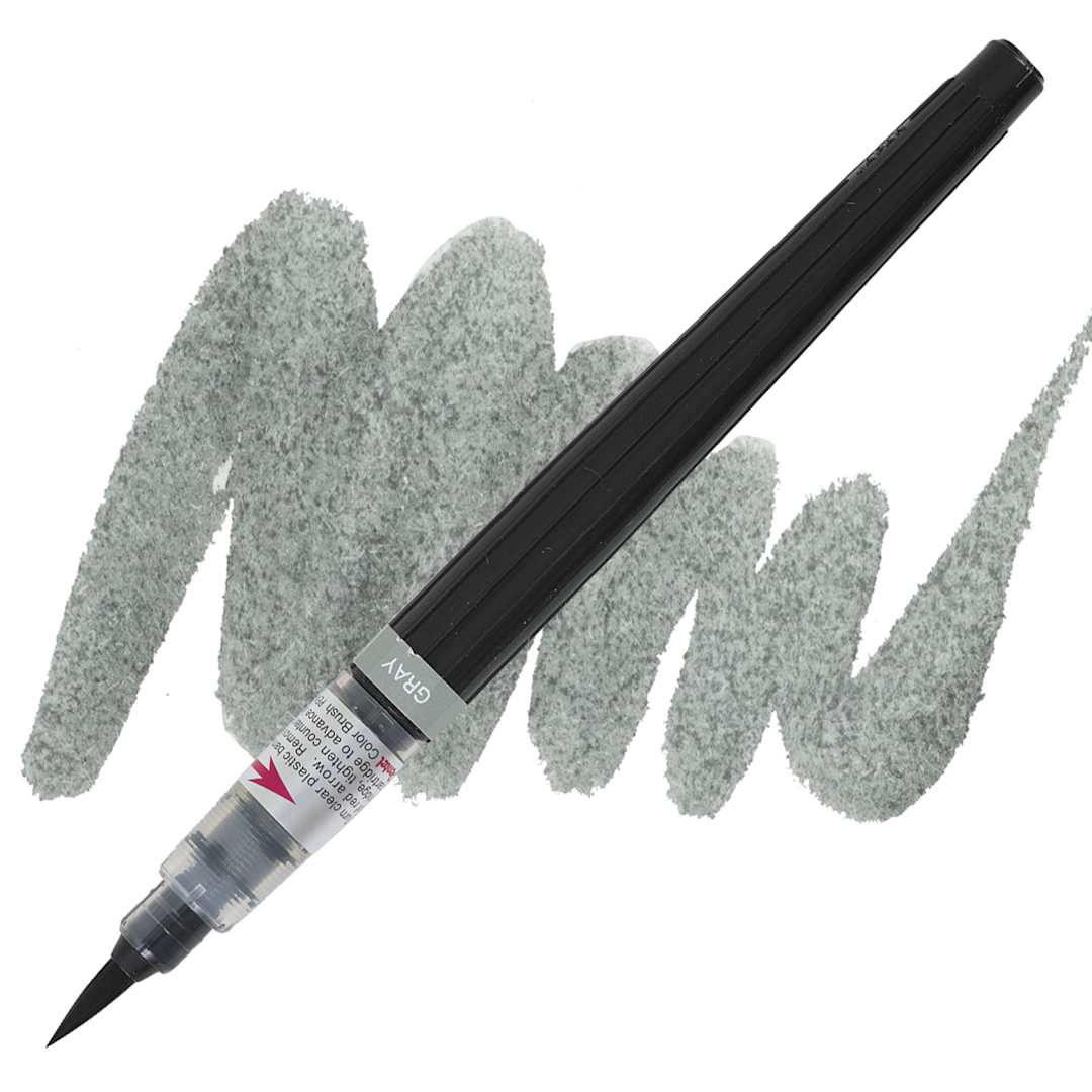 Open in modal - Pentel Arts Water-Based Color Brush Pen - Gray pen and swatch