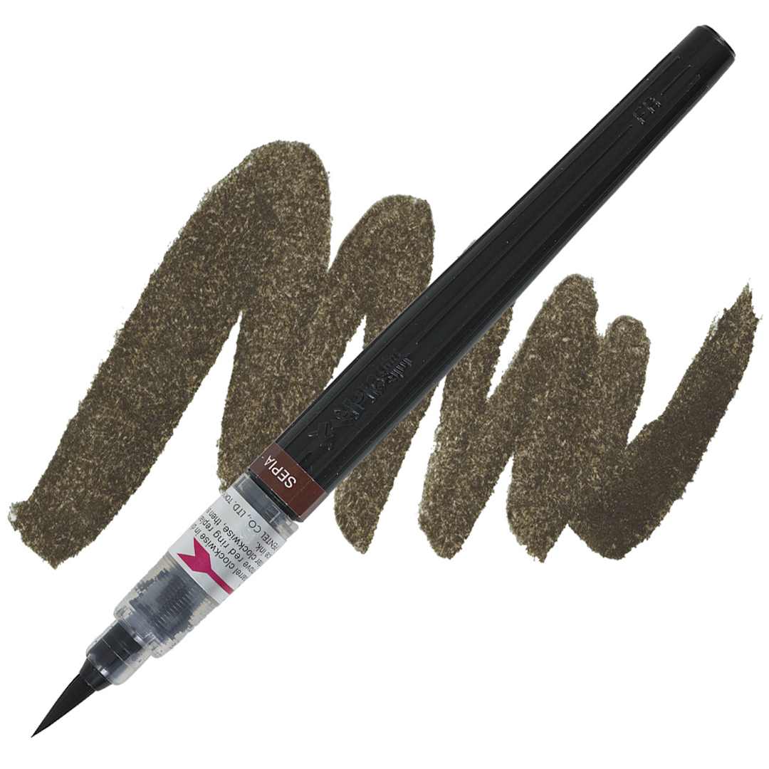 Open in modal - Pentel Arts Water-Based Color Brush Pen - Sepia pen and swatch
