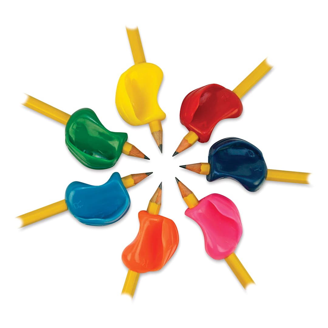 Open in modal - The Pencil Grip Crossover Grips - Circle of small pencils with grips, pencils not included