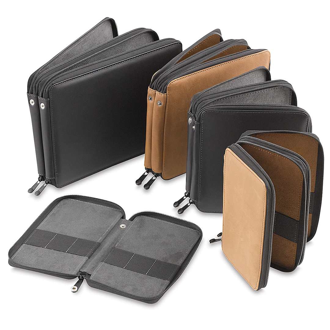 Open in modal - Speedball Classic Leather Pencil Cases - Assorted sizes and colors of pencil cases