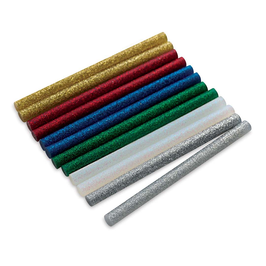 Open in modal - Surebonder All-Temp Mini Glitter Glue Sticks - Components of 12 pc package of Glitter Glue sticks
