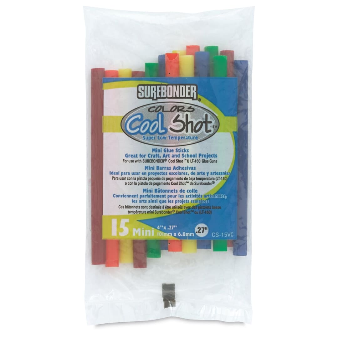 Open in modal - Surebonder Cool Shot Colored Mini Glue Gun Glue Sticks - 4" Long, Pkg of 15