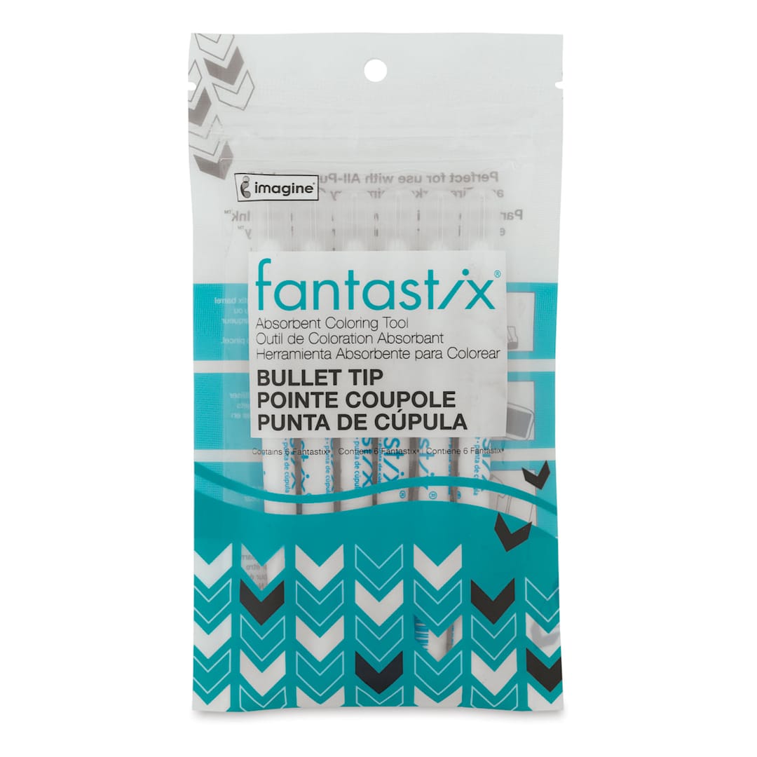Open in modal - Tsukineko Fantastix Absorbent Coloring Tool - Front of package of 6 Bullet Tip Markers