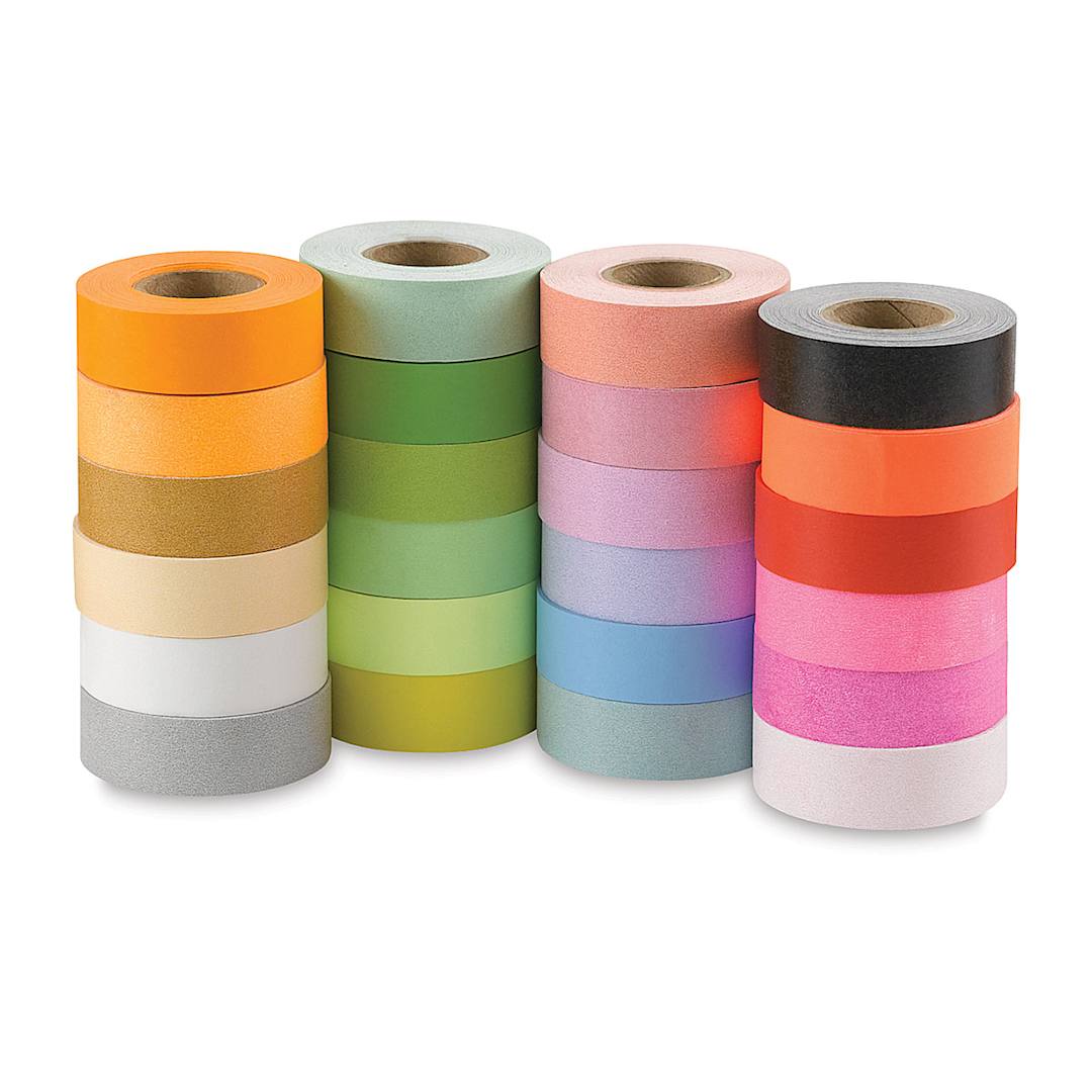 Open in modal - Col-R-Tone System Masking Tape - Assorted rolls of tape shown in four stacks