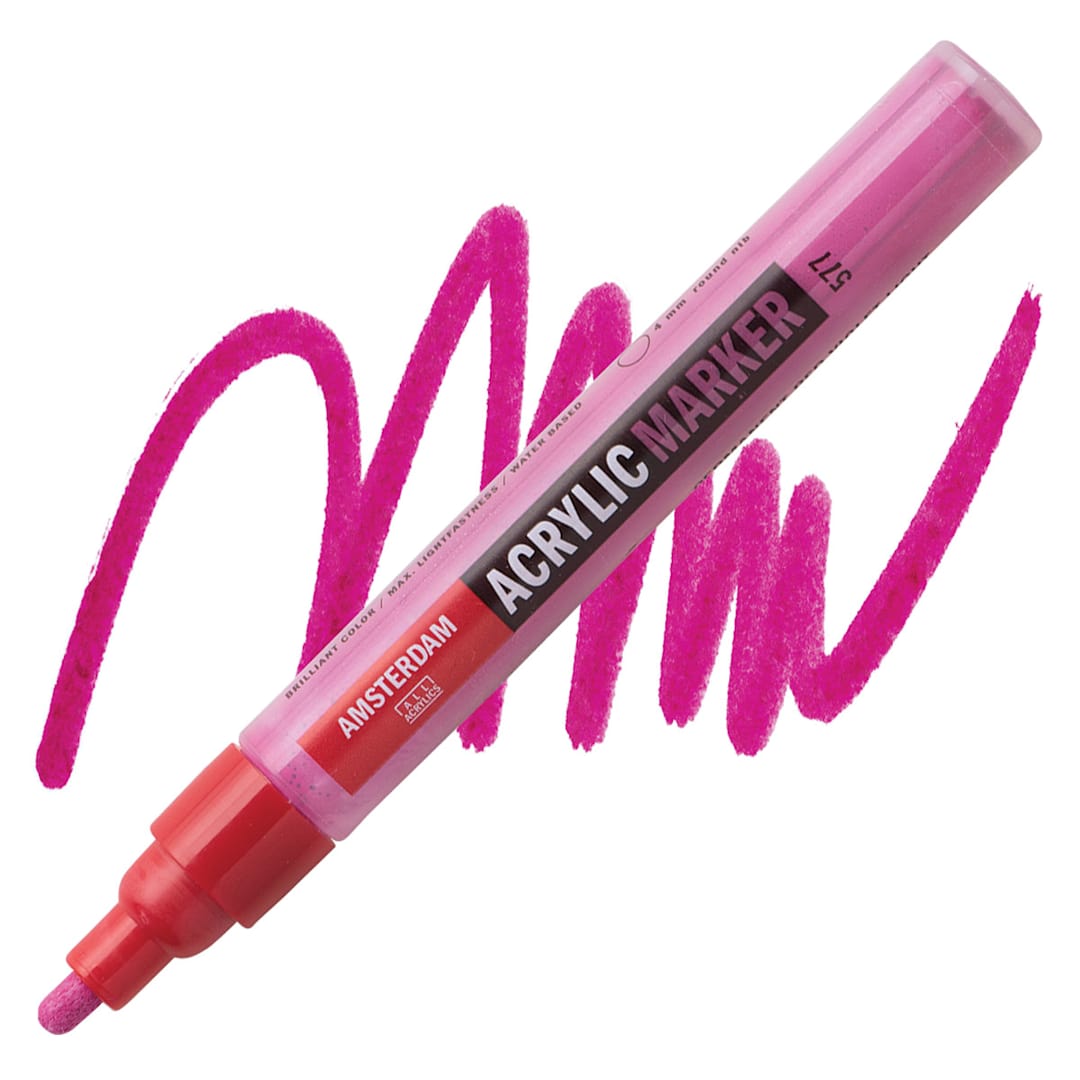 Open in modal - Amsterdam Acrylic Marker - Permanent Red Violet Light, 4 mm marker and swatch