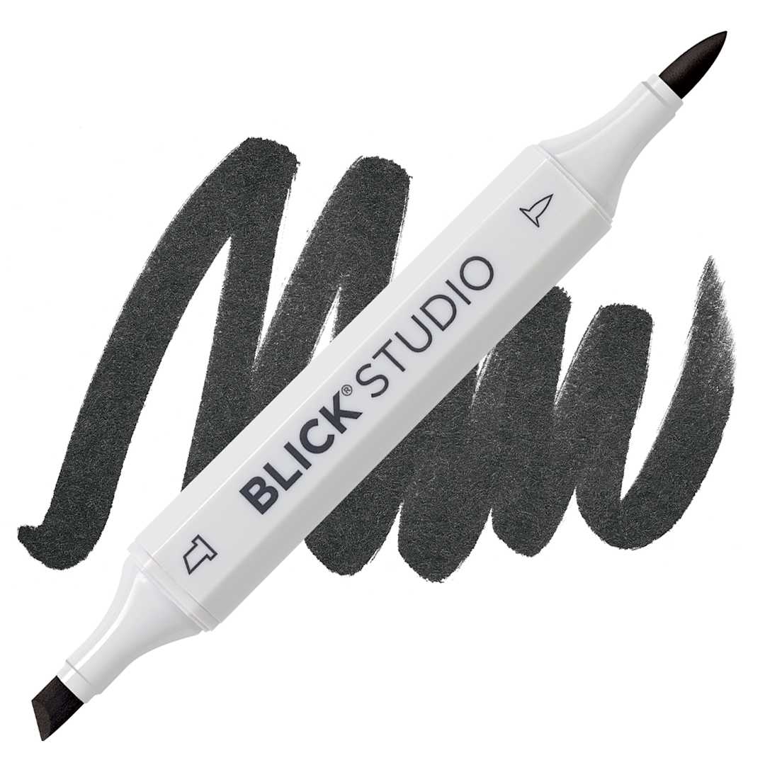 Open in modal - Blick Studio Brush Marker - Black marker and swatch