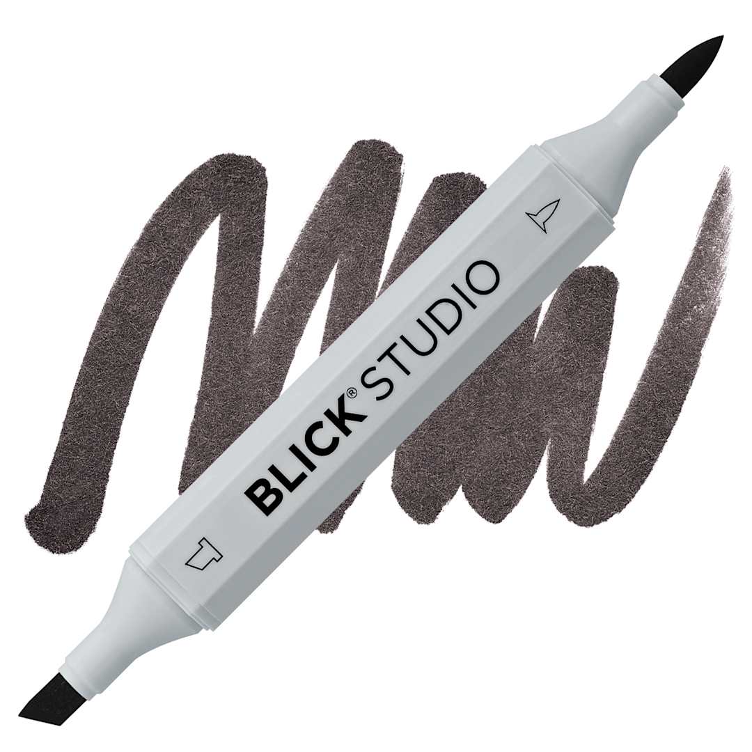 Open in modal - Blick Studio Brush Marker - Warm Black marker and swatch