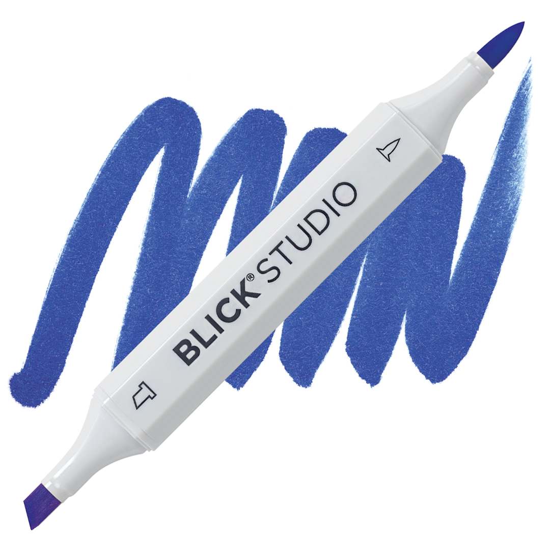 Open in modal - Blick Studio Brush Marker - Ultramarine marker and swatch