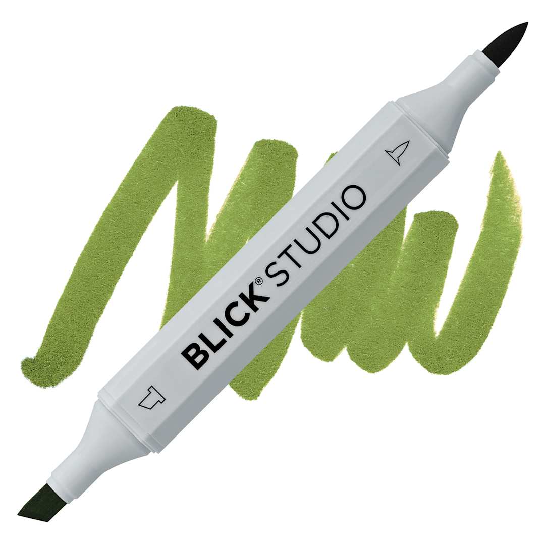 Open in modal - Blick Studio Brush Marker - Olive marker and swatch