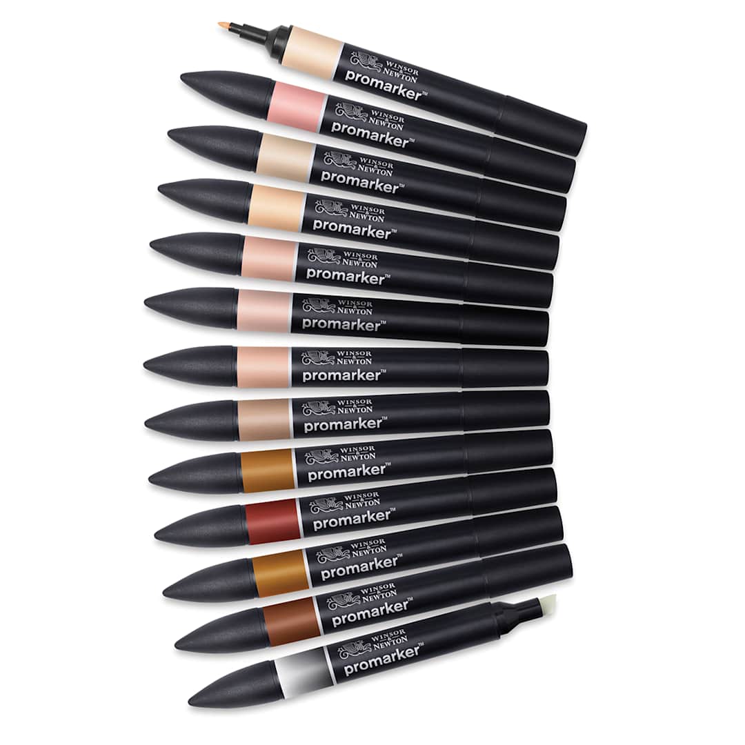 Open in modal - Winsor & Newton Promarker - Skin Tones, Set of 13, laid out