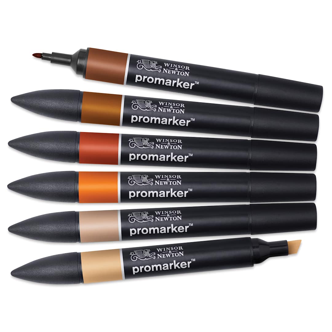 Open in modal - Winsor & Newton Promarker - Skin Tones 2, Set of 6, out of packaging
