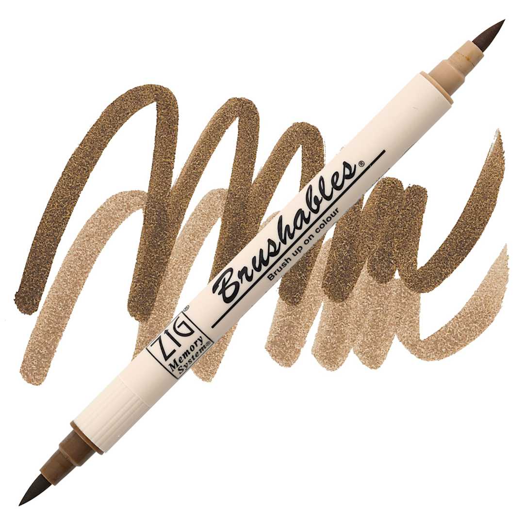 Open in modal - Zig Brushables Dual Tip Marker - Rootbeer Float marker and swatch