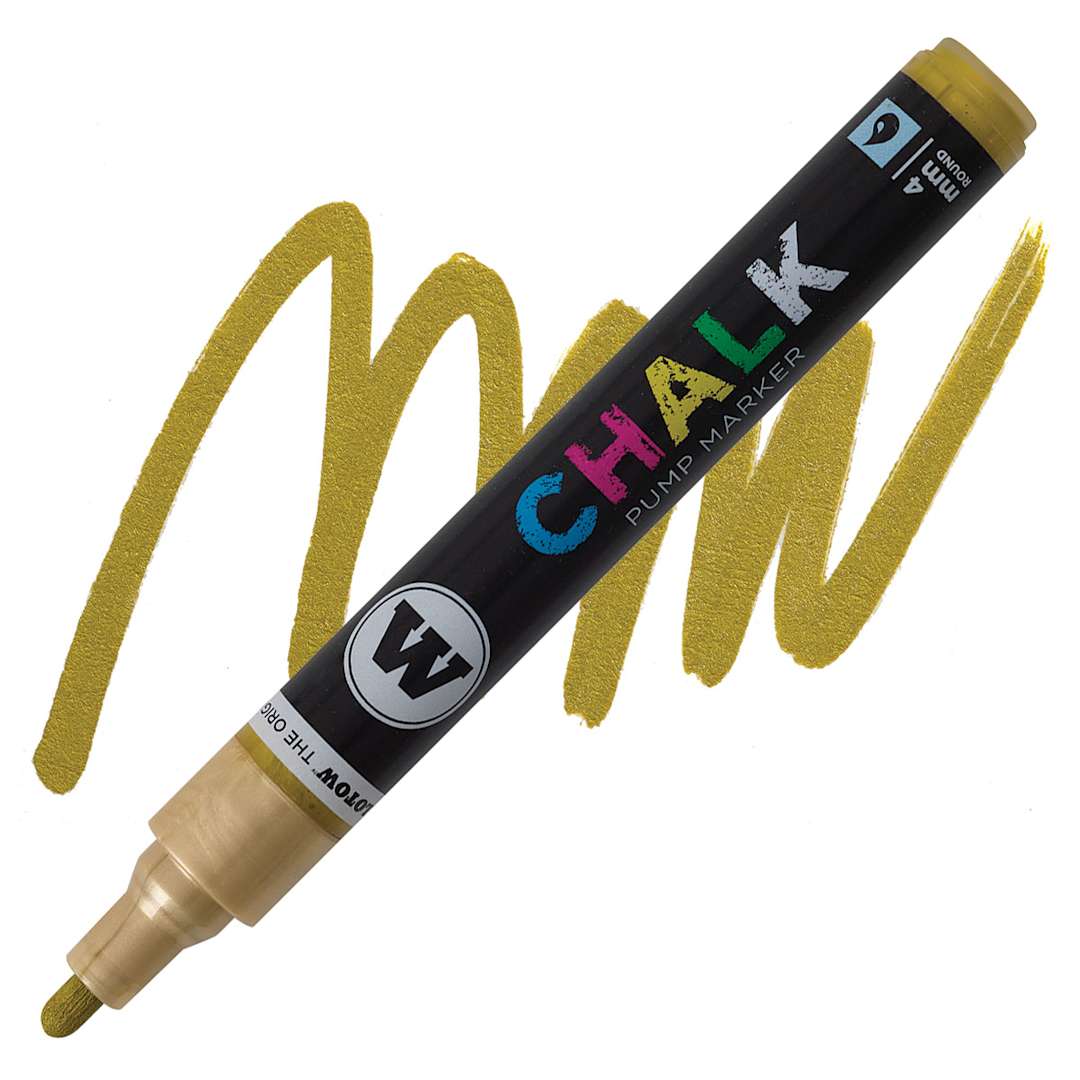 Open in modal - Molotow Chalk Marker - Metallic Gold, 4 mm marker and swatch
