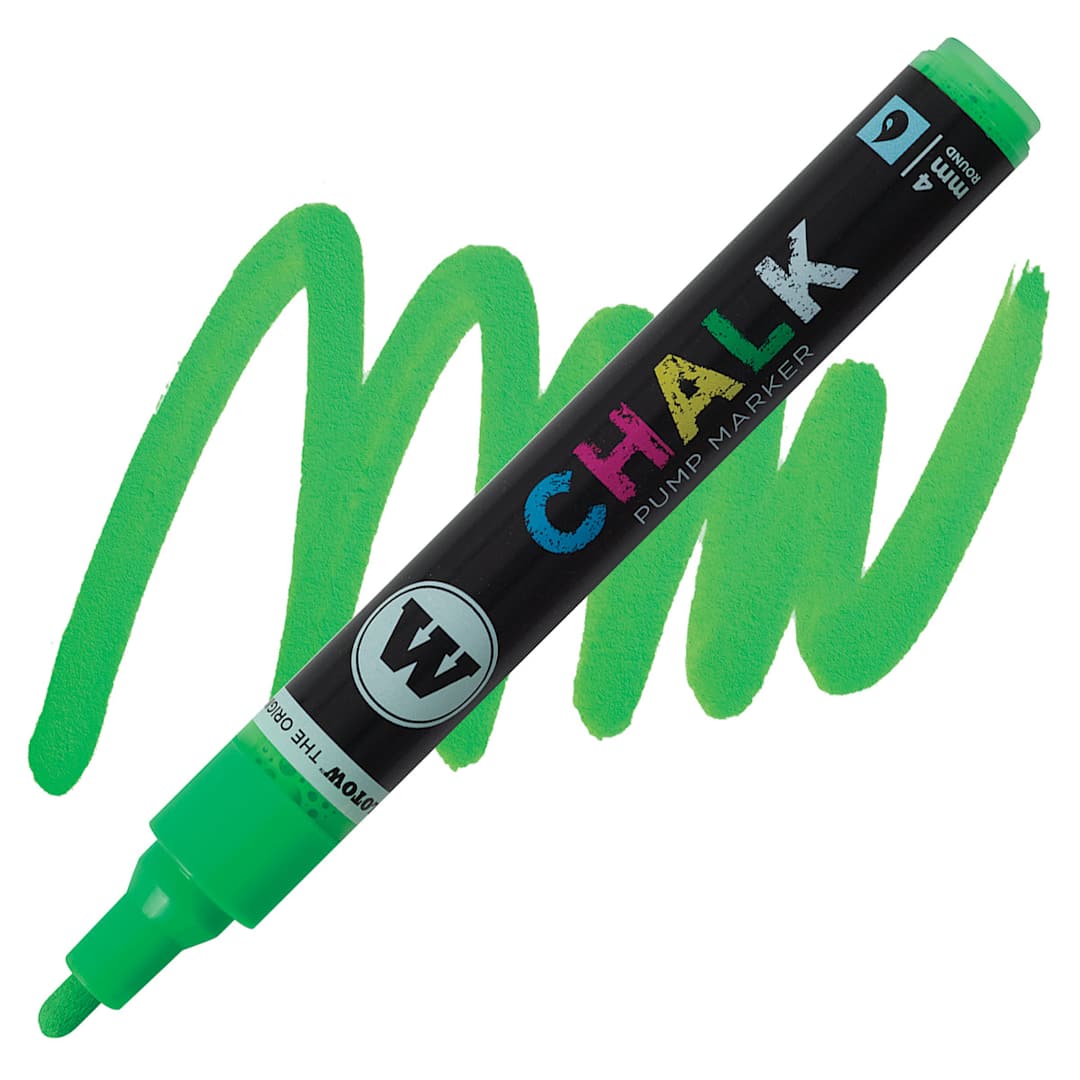 Open in modal - Molotow Chalk Marker - Neon Green, 4 mm marker and swatch