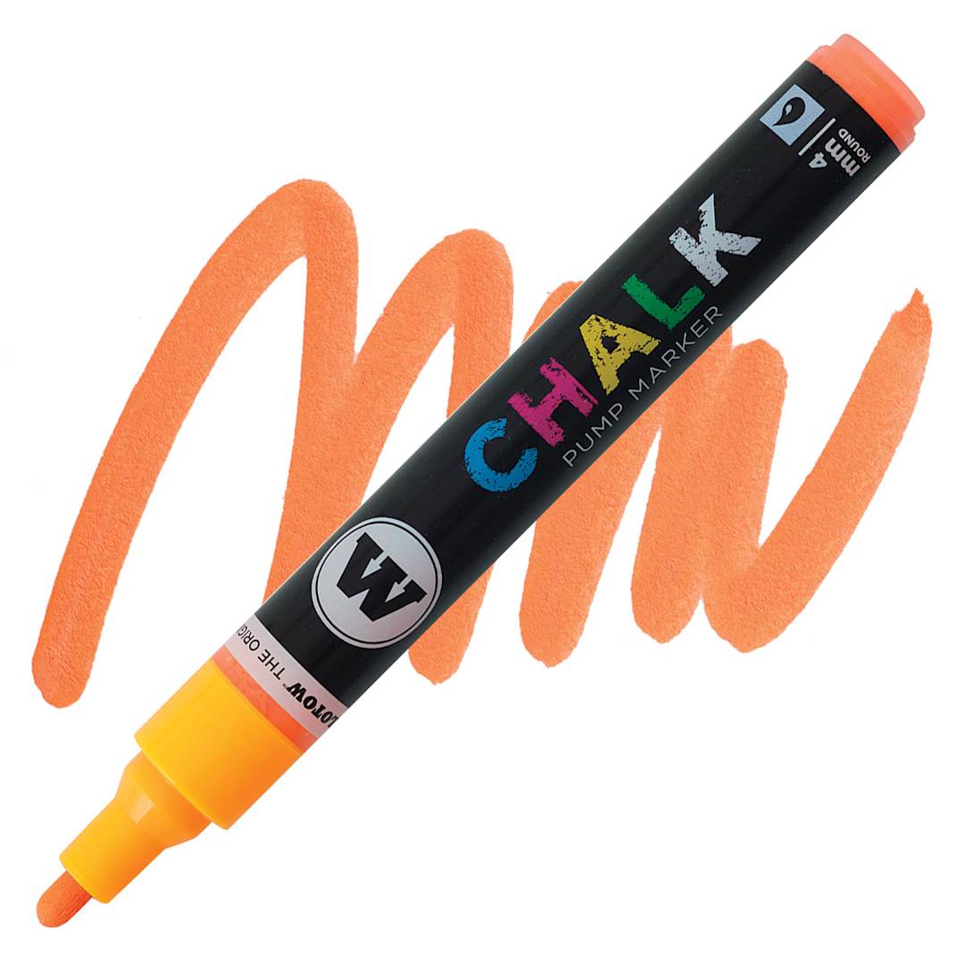 Open in modal - Molotow Chalk Marker - Neon Orange, 4 mm marker and swatch