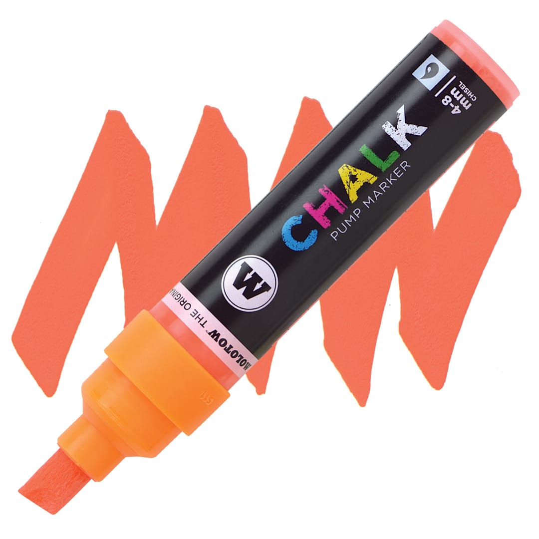 Open in modal - Molotow Chalk Marker - Neon Orange, 4-8 mm marker and swatch